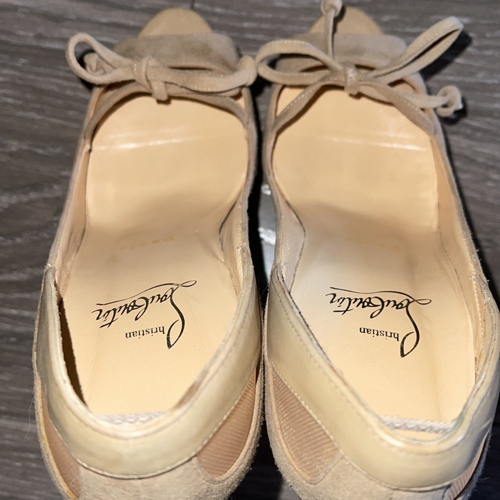 ☀️SOLD☀️Christian Louboutin Mavela Bow Mesh Pump Open Toe Platform Size 36.5 - Picture 13 of 14